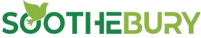 Soothbury logo with green text and a butterfly icon on a white background